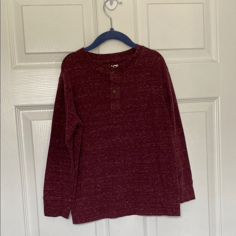 Burgundy Long Sleeve Henley Shirt Size 5/6